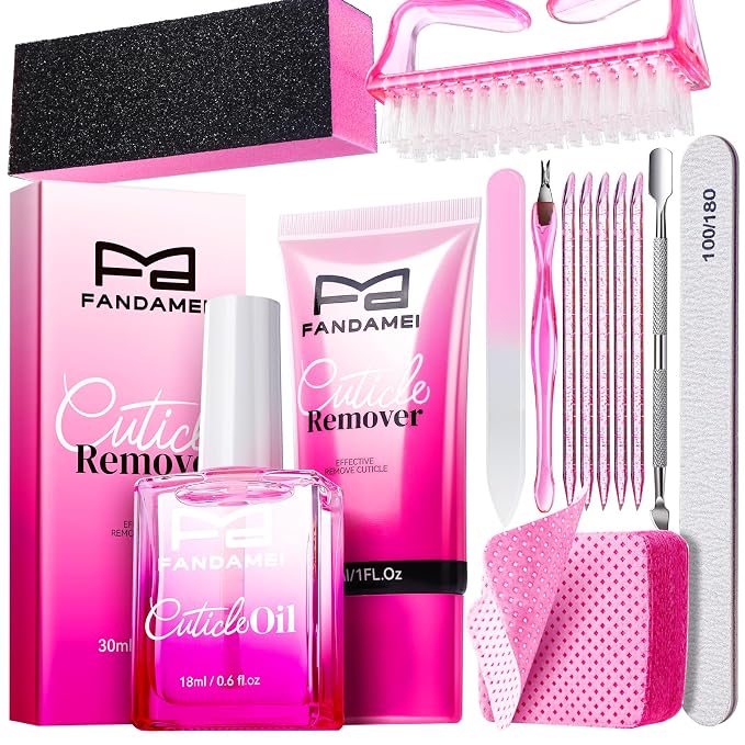 FANDAMEI Cuticle Remover Kit, Cuticle Remover & Oil, Professional Manicure Kit by FANDAMEI