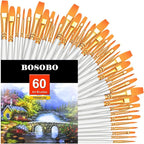 BOSOBO Paint Brushes Set, 6 Pack 60 Pcs Round Pointed Tip Paintbrushes Nylon by ArtistPaintBrushesSet