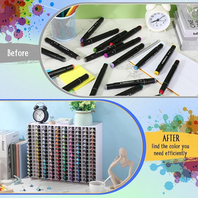 2 Pack Marker Storage Organizer, 600 Slots Total Art Supply Holder - Image 3