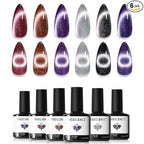 modelones Cat Eye Gel Nail Polish Set, 6 Colors Winter 9D Glassy Cat Eye by MODELONES