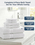 LANE LINEN Bath Towels Set of 6 – 100% Cotton, Zero Twist, 2 Large Bath Towel - Image 4