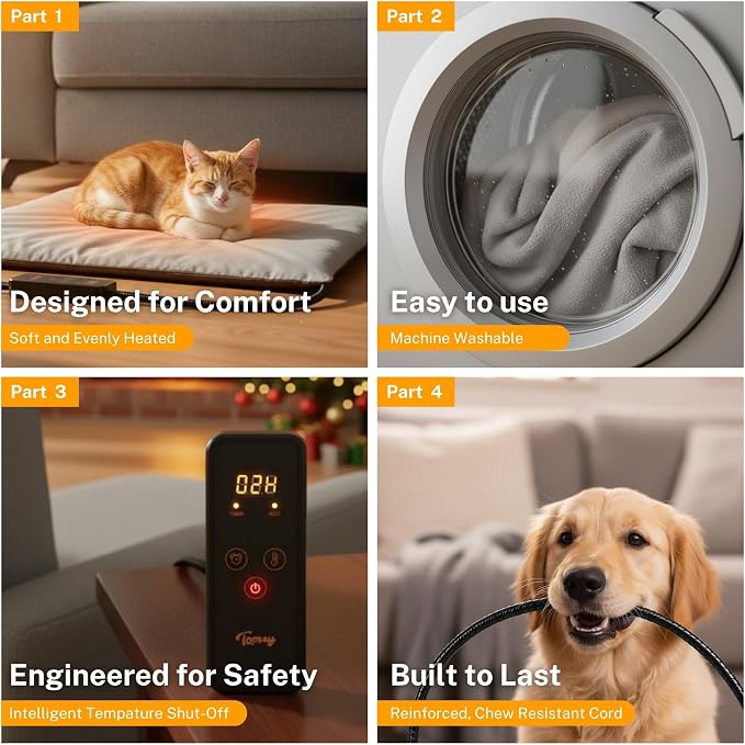 Toozey Large Heated Pet Mat 35x24 in - Image 5