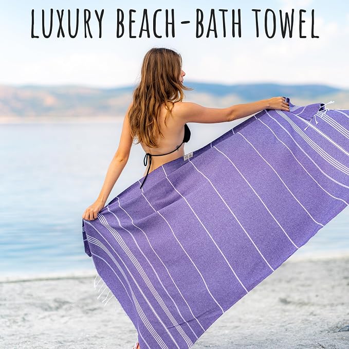 Ray Silver Turkish Beach Towel – 100% Cotton 40x71 Quick Dry Oversized Sand - Image 3