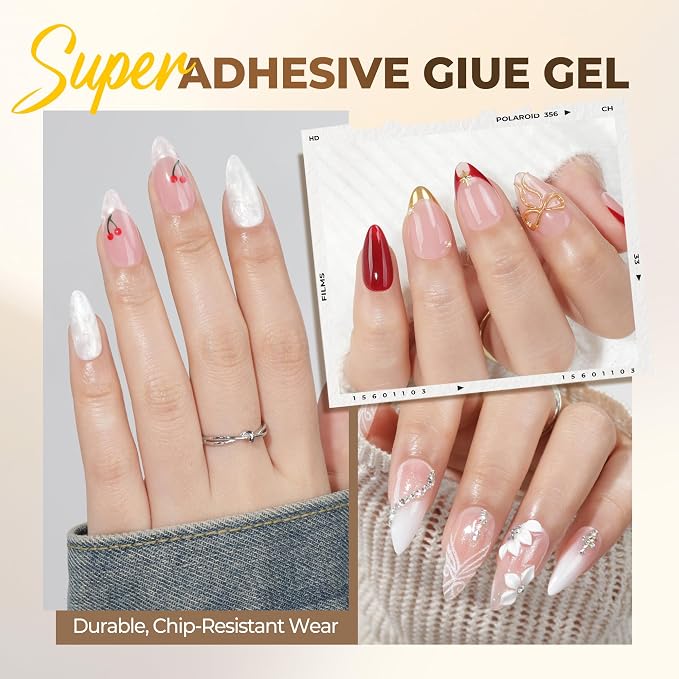 UNA GELLA 9 in 1 Gel Nail Glue for Clear Acrylic Nails Tips 2Pcs 10ml Long - Image 4