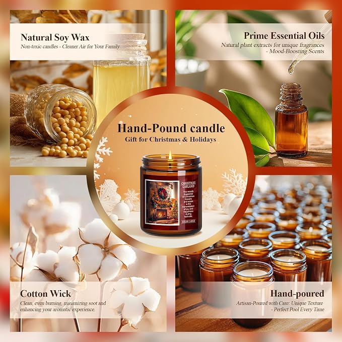 Christmas Candles | Christmas Wishes Scented Candle, Holiday Soy Wax Candles - Image 3