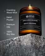 Scented Candles for Men | Men's Cologne, Amber Sandalwood Scent | Wooden Wick - Image 3
