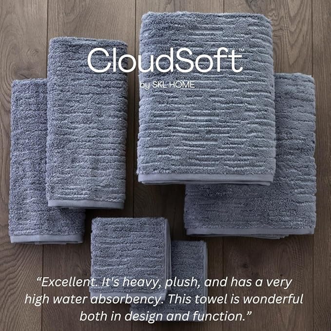 SKL Home CloudSoft 100% Cotton Luxury 6-Piece Towel Set, 600 GSM, Ultra Plush & - Image 6