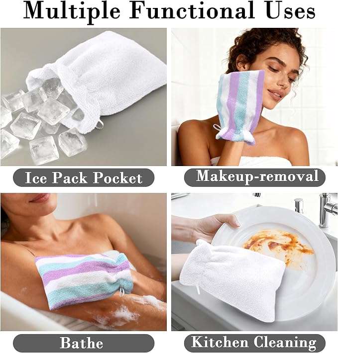 VOOVA & MOVAS Kids Bath Mitts 6-Pack, 100% Cotton Soft Absorbent Wash Cloths - Image 5