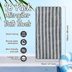 SmoothNovelty 16 Pack Microfiber Bath Towels Bulk 27'' x 60'' Oversized Size - Image 2