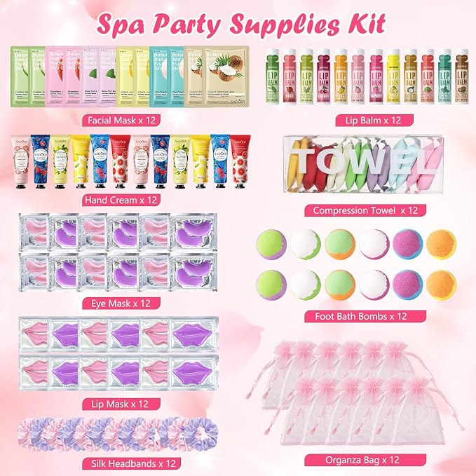 108 PCS Spa Party Supplies for Women, Spa Party Favors Include Facial Masks - Image 2