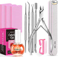 MORGLES Cuticle Remover Kit, 100/180 Nail File and Nail Buffer Blocks, Nipper by Morgles