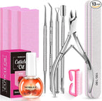 MORGLES Cuticle Remover Kit, 100/180 Nail File and Nail Buffer Blocks, Nipper by Morgles
