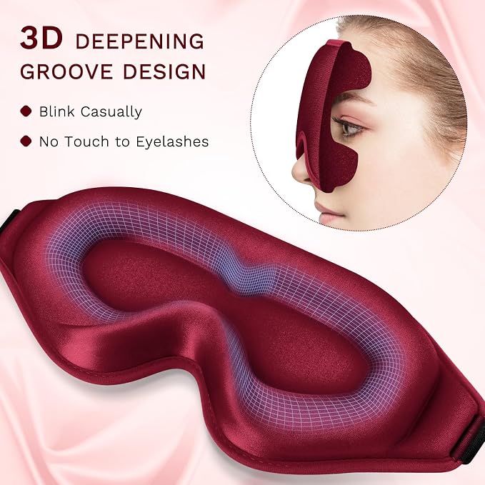 FlyCoco 99% Fully Block Out Light Eye Sleep Mask, 3D Deep Contoured Eyes Cover - Image 5
