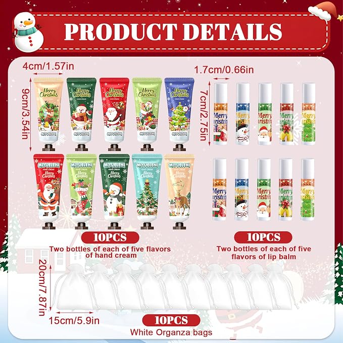 JAOJAO Christmas Lip Balm Bulk, Christmas Hand Cream - Image 6