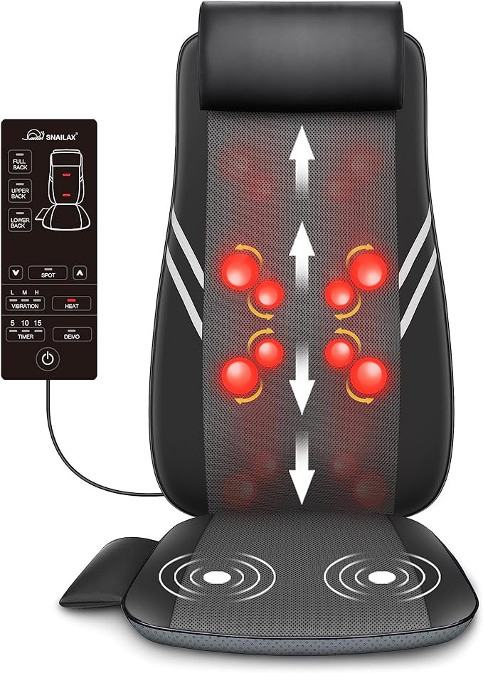 Snailax Back Massager with Heat, Shiatsu Massage Seat Cushion, 8 Flexible Nodes by Snailax