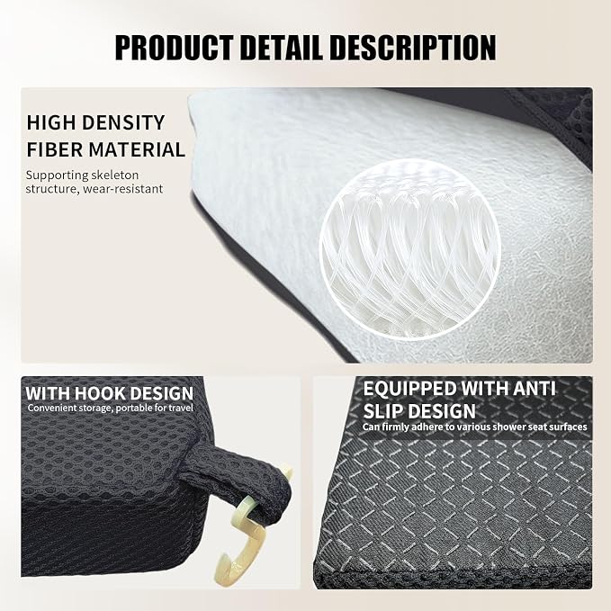 Shower Seat Cushion, Thickened Shower Chair Cushion 4D Air Fiber Material - Image 5