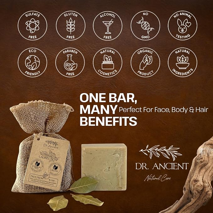 Dr.Ancient Aleppo Laurel Soap Bar, Organic Soap Bars Handcrafted the - Image 9