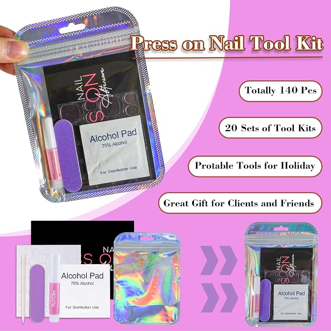 Press On Nail Tool Kit for Nail Business, Nail Prep Application Disposable Kit - Image 2