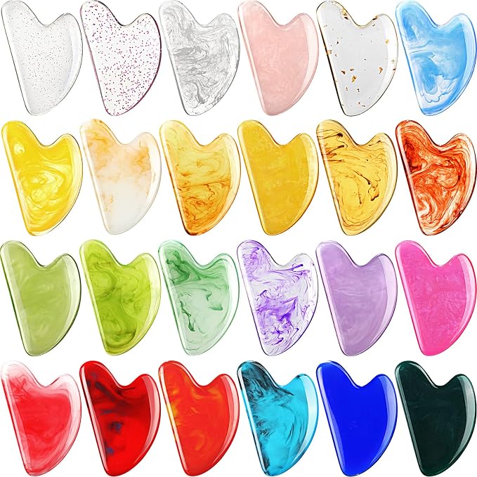 Sherr 24 Pcs Gua Sha Facial Tool Resin Gua Sha Massage Tool Heart Shaped Gua by Sherr