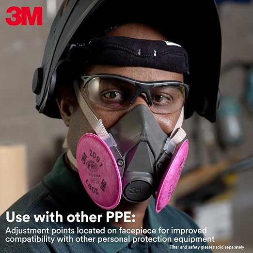 3M Half Facepiece Reusable Respirator 6100, Four-Point Harness, Comfortable Fit - Image 4