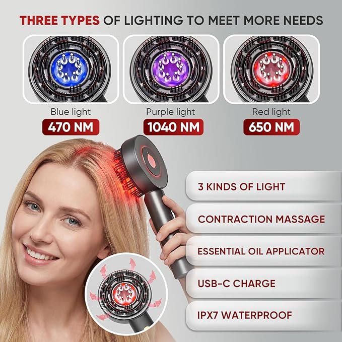 3-in-1 Scalp Massager with Oil Applicator, Portable Cordless Scalp Brush - Image 3