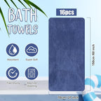 SmoothNovelty 16 Pack Microfiber Bath Towels Bulk 27'' x 60'' Oversized Size - Image 2