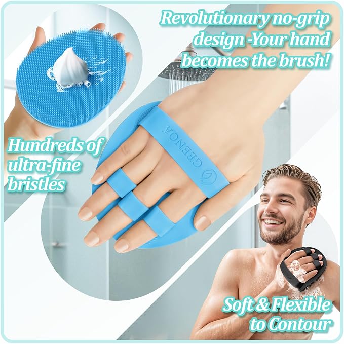 Silicone Bath Glove & Face Scrubber Set 2PCS, 360° Anti-Slip & Hand-fit Body - Image 6