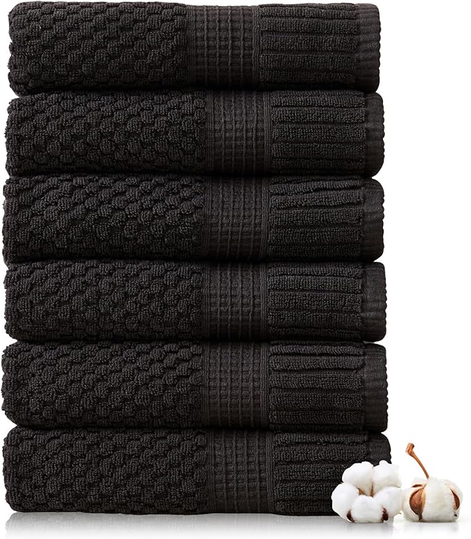 NY Loft 100% Cotton Hand Towel 6 Pack Hand Towel Set | Super Soft & Absorbent by NYLoft