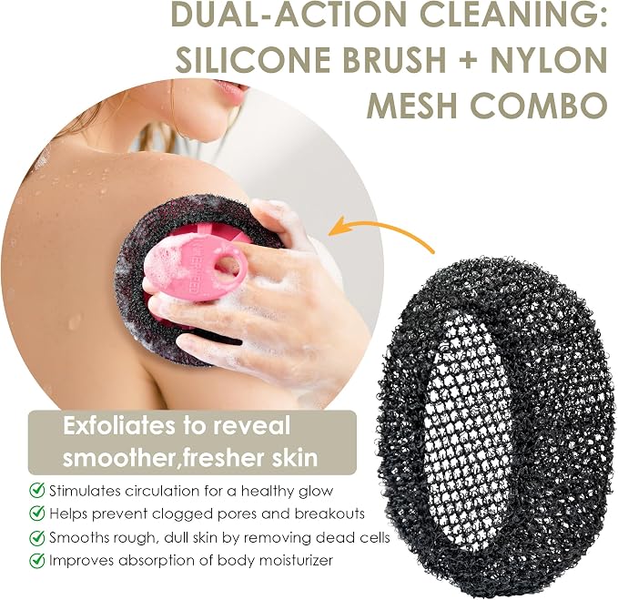 INNERNEED Exfoliating Net Cover Sponge Bath Scrubbing Loofah Rough Washcloth - Image 4