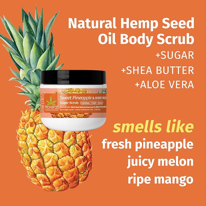Hempz NEW Mini Sugar Body Scrub, Sweet Pineapple & Honey Melon, Travel Size - Image 3