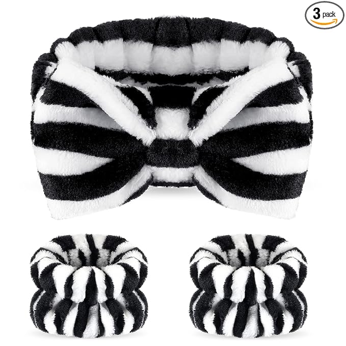 Hanaive 3 Pcs Spa Headband and Wristbands Set by Hanaive