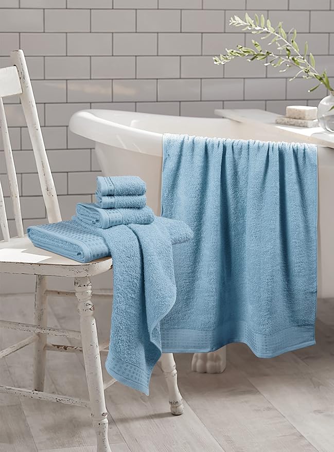 GLAMBURG 100% Cotton Ultra Soft 6 Pack Towel Set, Contains 2 Bath Towels 28x55 - Image 3