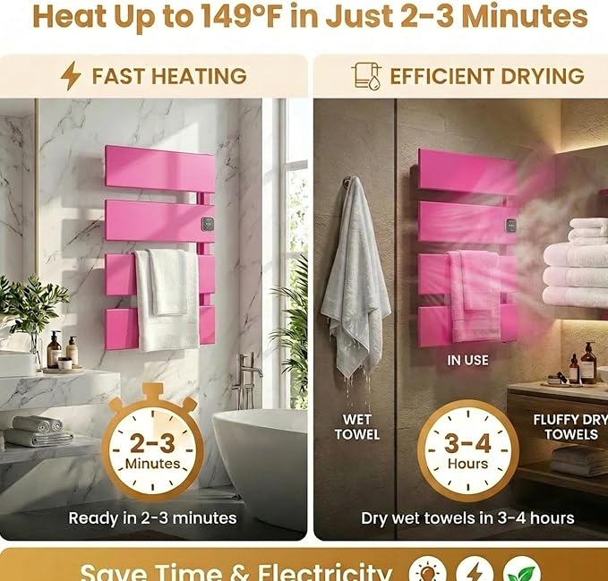 Electric Towel Warmer, Heated Towel Rack - Image 3