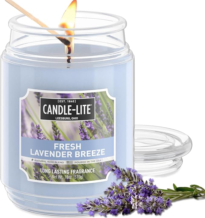 Candle-lite Scented Candles, Fresh Lavender Breeze, 18 oz Jar, Proudly Poured by Candle-liteCompany