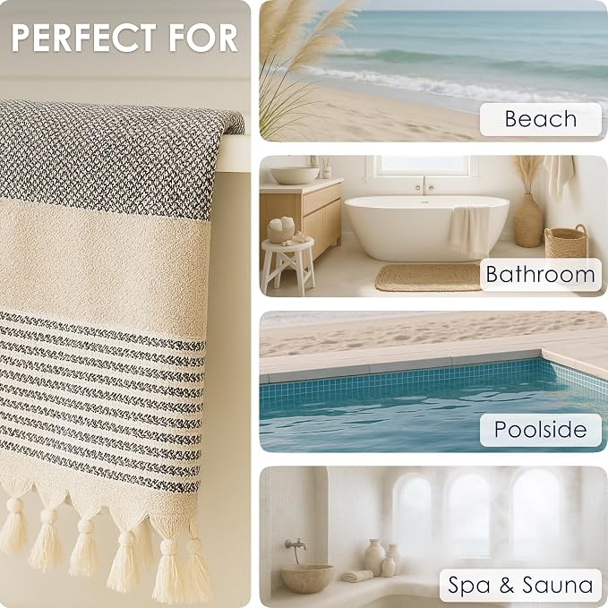 ATANI Turkish Beach Towel, Converts to a Bag, Oversized 100% Cotton Bath Towels - Image 5