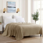 Sweet Home Collection 100% Fine Cotton Luxurious Basket Weave Blanket, Taupe by SweetHomeCollection
