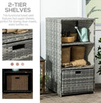 Outsunny Valet Pool Towel Rack, Waterproof PE Plastic Rattan Wicker Storage - Image 5