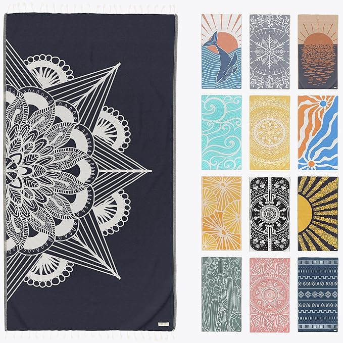 FESHKA Sand Proof Turkish Beach Towel – Oversized, Quick Dry & Lightweight by FESHKA