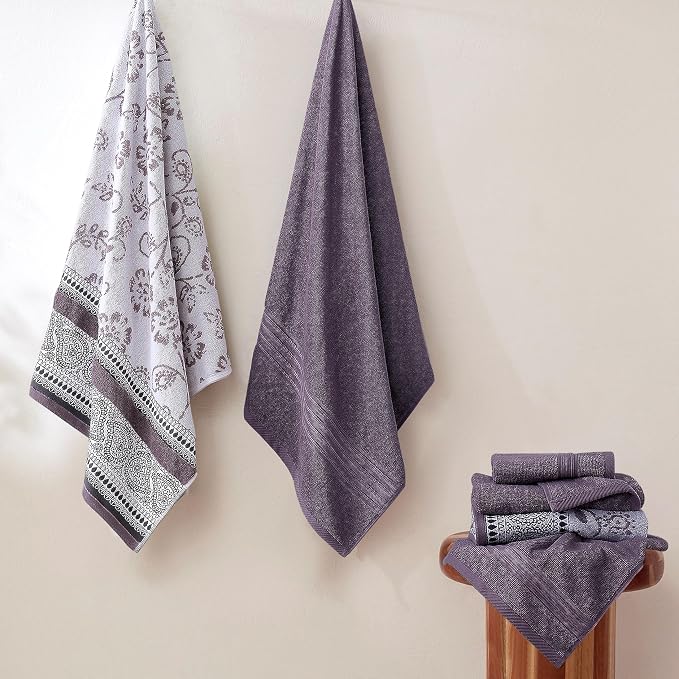 Modern Threads Floral Trail 6-Piece 100% Cotton Towel Set – Reversible Yarn - Image 2