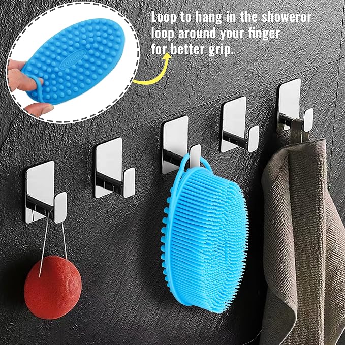 Set of 3 Silicone Body Scrubber Loofah Soft Exfoliating Body Bath Shower - Image 5