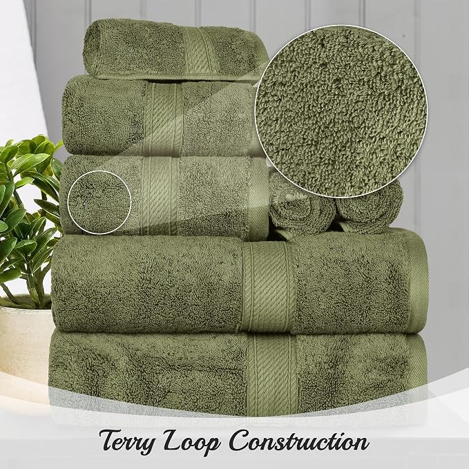 Superior Egyptian Cotton Pile 8 Piece Towel Set, Includes 2 Bath, 2 Hand - Image 5