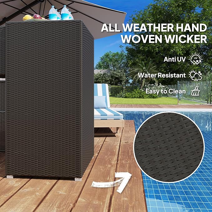 Outsunny Outdoor Towel Rack & Pool Storage Cabinet/Hot Tub Accessory Storage - Image 5