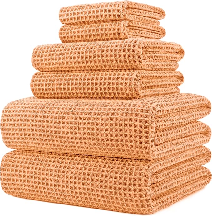 POLYTE 430 GSM Microfiber Quick Dry Lint Free Oversize Bath Towel Set, 6 Piece by Polyte