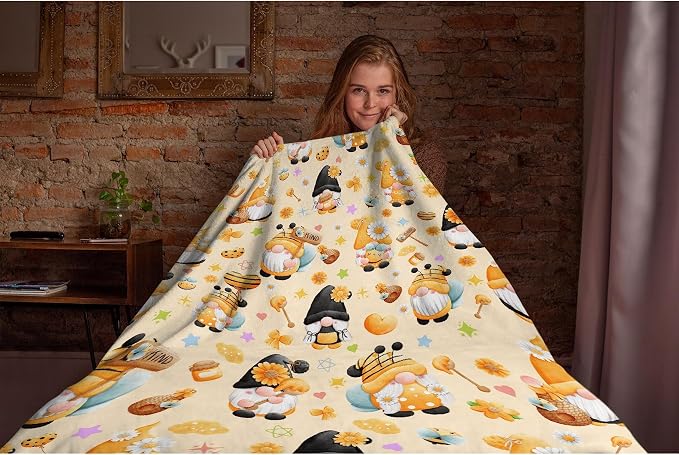 Bee Kind Gnome Flannel Fleece Blanket Throw Couch Microfiber Soft Cozy - Image 5