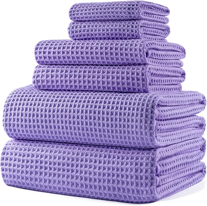POLYTE 430 GSM Microfiber Quick Dry Lint Free Oversize Bath Towel Set, 6 Piece by Polyte