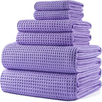 POLYTE 430 GSM Microfiber Quick Dry Lint Free Oversize Bath Towel Set, 6 Piece by Polyte