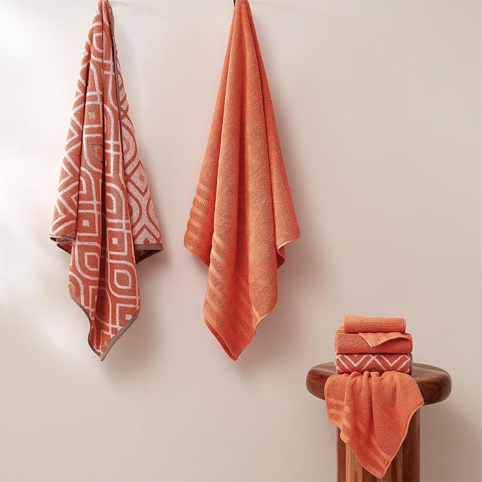 Modern Threads Classic Diamond 6-Piece 100% Cotton Towel Set – Yarn Dyed - Image 2