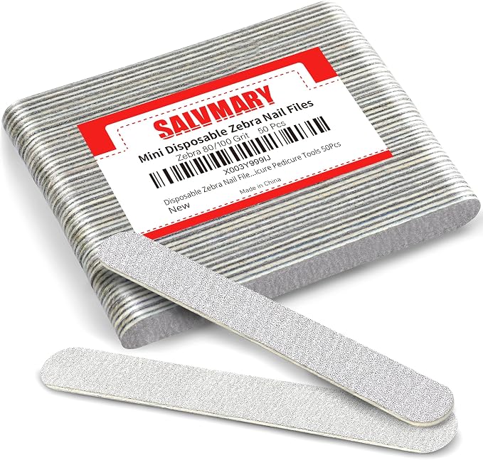 Disposable Zebra Nail Files 80/100 Grit 5 Inch Double Sided Emery Boards by SALVMARY