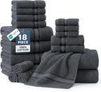 LANE LINEN 100% Mercerized Cotton Bath Towels Set of 18 – Zero Twist, 6 Bath by LaneLinen