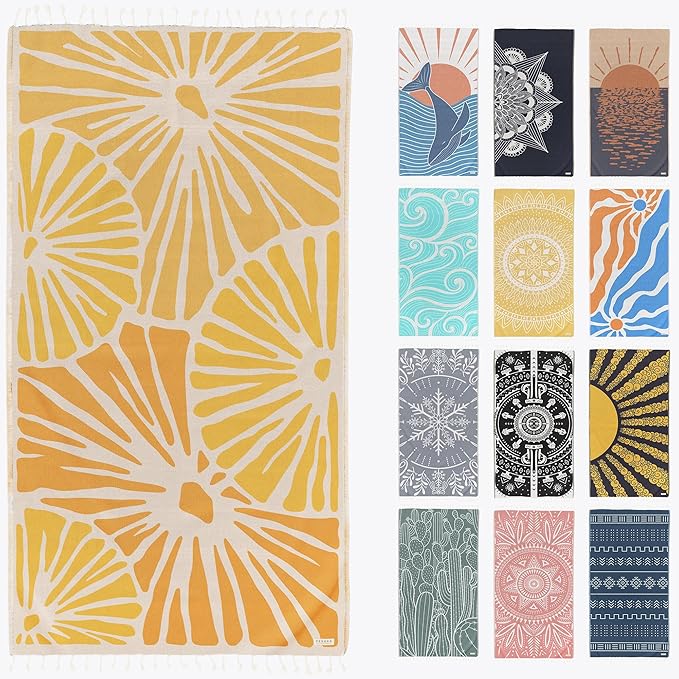 FESHKA Sand Free Turkish Beach Towel Quick Dry Bath Towel, Oversized Beach by FESHKA